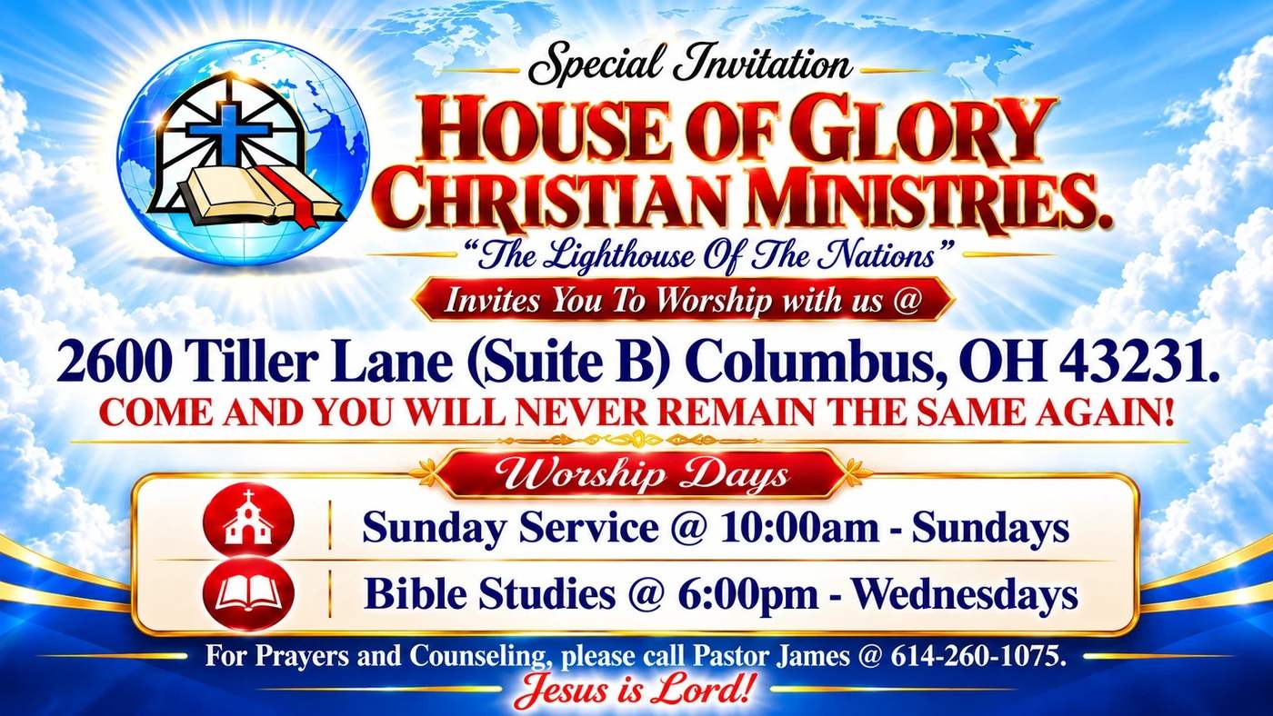 The Special Invitation flyer with the address and the worship days